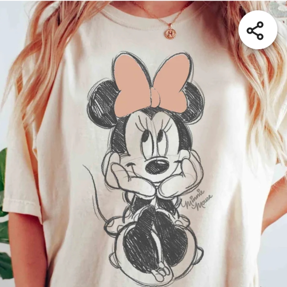 "Vintage" Disney Minnie Mouse Sketch Graphic Tee Y2K, SMALL